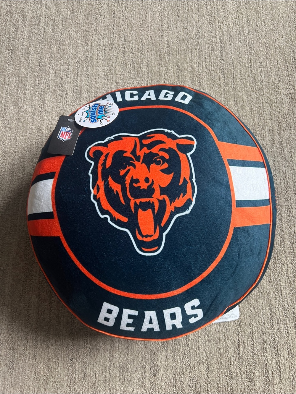 NFL Chicago Bears Round Accent Pillow in Navy and Orange